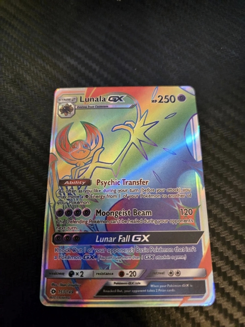 Pokémon Lunala GX Trading Card SM103 Like New
